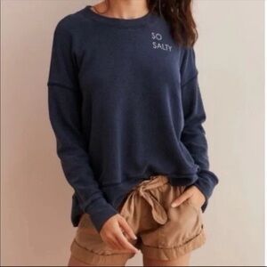 aerie “So Salty” Graphic Sweatshirt Blue Crewneck Pullover Casual Size M